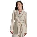 Womens Tie-Waist Peak Lapel Blazer