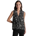 Womens Printed Surplice Sleeveless Top