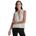 Womens Collared Surplice Sleeveless Top