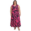 Plus Size Printed Fit & Flare Maxi Dress