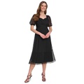 Womens Puff-Sleeve A-Line Dress