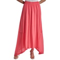 Womens Handkerchief Hem Mixed Media Maxi Skirt