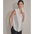 Petite Extended-Shoulder Epaulette Camp Blouse