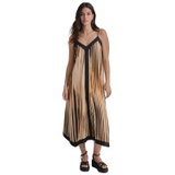 Womens Cotton Contrast-Trim V-Neck Sleeveless Dress