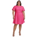 Plus Size Balloon-Sleeve Fit & Flare Dress