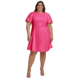 Plus Size Balloon-Sleeve Fit & Flare Dress