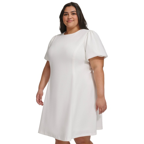 DKNY Plus Size Balloon-Sleeve Fit & Flare Dress