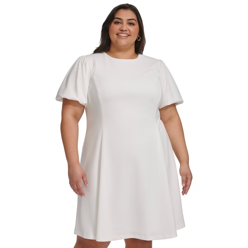 DKNY Plus Size Balloon-Sleeve Fit & Flare Dress