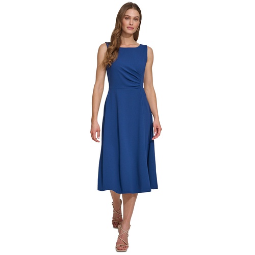 DKNY Womens Sleeveless Side-Ruched Midi Dress