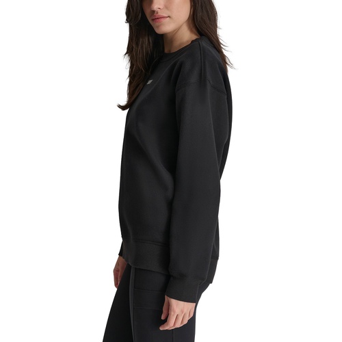 DKNY Womens Mini-Stud-Logo Drop-Shoulder Sweatshirt