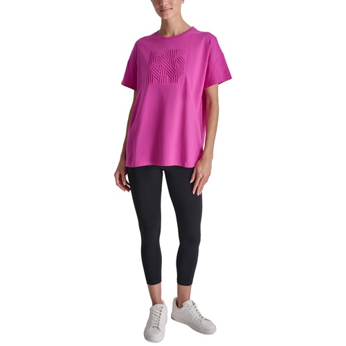 DKNY Womens Cotton Embossed Logo High-Low T-Shirt