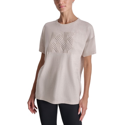 DKNY Womens Cotton Embossed Logo High-Low T-Shirt