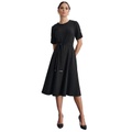 Womens Round-Neck Scuba Crepe Fit & Flare Dress