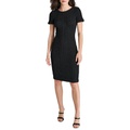 Womens Short-Sleeve Boat-Neck Sheath Dress