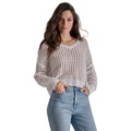 Womens V-Neck Open-Stitch Cotton Sweater