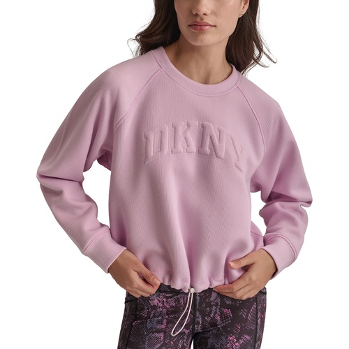 DKNY Womens Varsity Puffed Logo Drawcord Sweatshirt