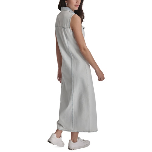 DKNY Womens Sleeveless Denim Maxi Dress