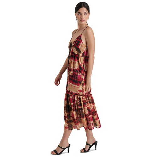 DKNY Womens Printed Chiffon Midi Dress
