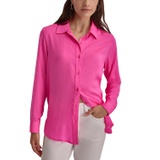 Womens Collared Long-Sleeve Blouse