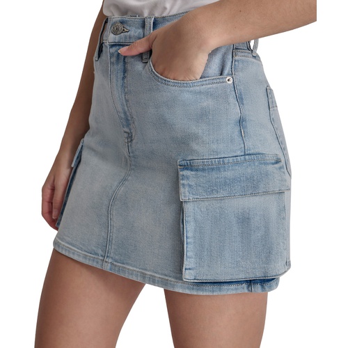 DKNY Womens Denim Cargo Mini Skirt