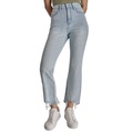 Womens High-Rise Destructed-Hem Jeans