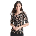 Womens Printed Ribbed Knit Top