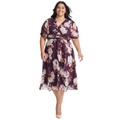 Plus Size V-Neck Ruched-Sleeve Fit & Flare Dress