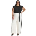 Plus Size Tie-Waist Wide-Leg Scuba Crepe Jumpsuit