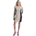 Womens Colorblocked Long-Sleeve Sheath Dress