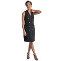 Womens Pinstriped Double-Breasted Blazer Dress