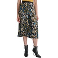 Womens Logo-Waistband Pleated Satin Midi Skirt