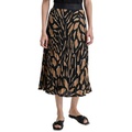 Womens Pull-On Printed Midi Skirt