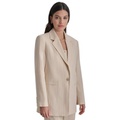 Womens Notch-Lapel Button-Front Long-Sleeve Blazer