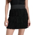 Womens Studded Fringe Mini Skirt