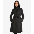 Womens Single-Breasted Pleated Trench Coat