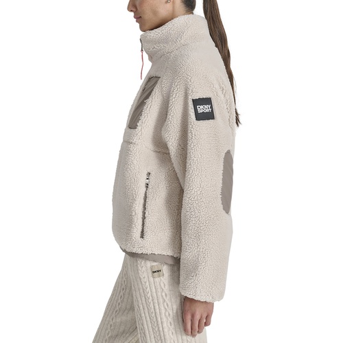 DKNY Womens Sherpa Mock-Neck Jacket