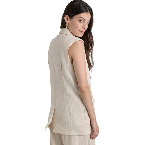 DKNY Womens Weathered-Twill Sleeveless Vest