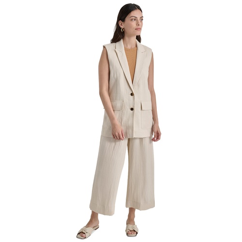 DKNY Womens Weathered-Twill Sleeveless Vest