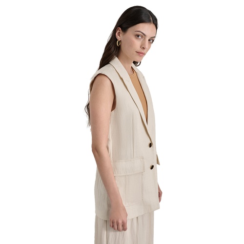 DKNY Womens Weathered-Twill Sleeveless Vest