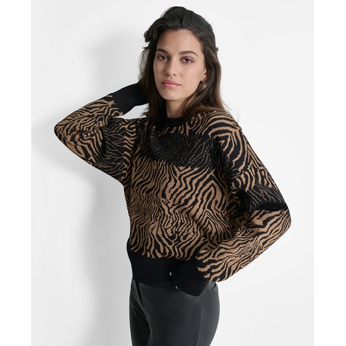 DKNY Womens Jacquard Dolman-Sleeve Sweater