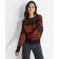 Womens Jacquard Dolman-Sleeve Sweater