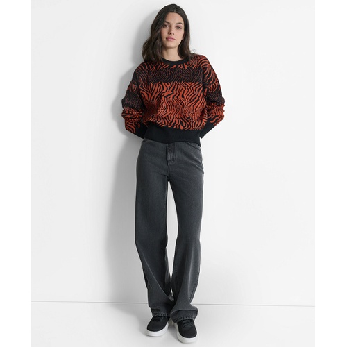 DKNY Womens Jacquard Dolman-Sleeve Sweater