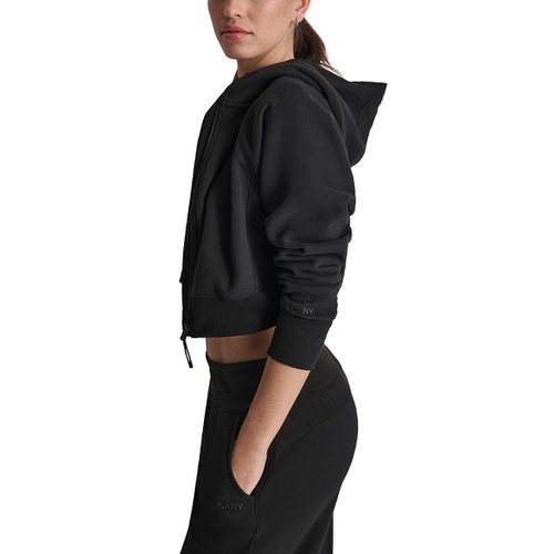 DKNY Sport Womens Full-Zip Cropped Fleece Hoodie