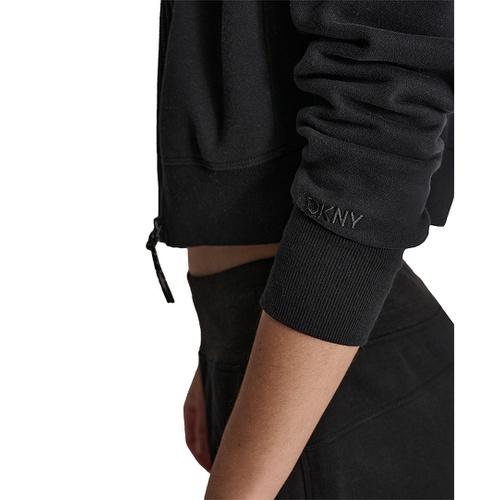 DKNY Sport Womens Full-Zip Cropped Fleece Hoodie