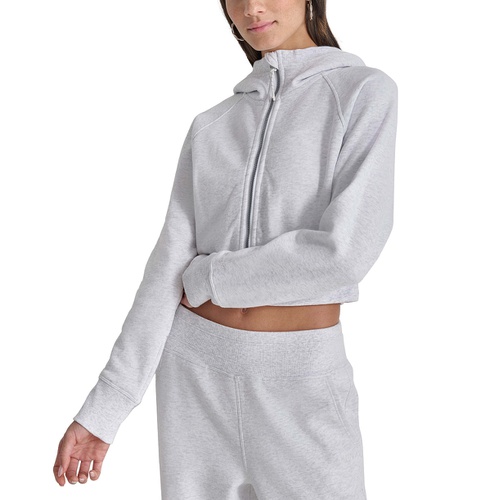 DKNY Sport Womens Full-Zip Cropped Fleece Hoodie