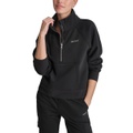 Womens Mockneck Studded-Logo Half-Zip Fleece Sweatshirt