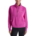 Womens Mockneck Studded-Logo Half-Zip Fleece Sweatshirt