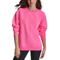 Womens Mini-Stud-Logo Drop-Shoulder Fleece Crewneck Sweatshirt