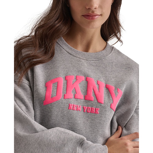 DKNY Womens Varsity Puffed Logo Sweatshirt