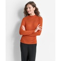 Womens Solid Side-Ruched Mock-Neck Long-Sleeve Blouse